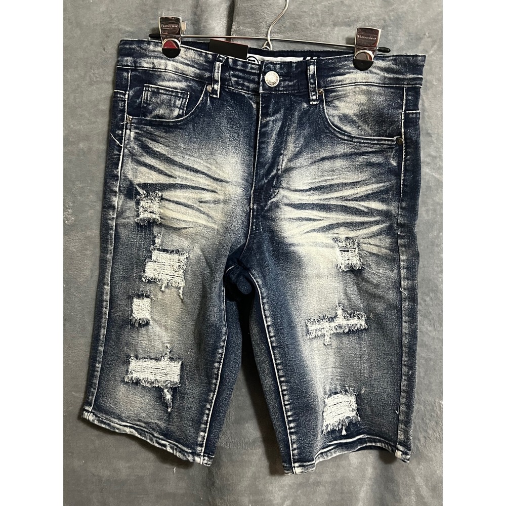RGSTR Slim Fit Distressed Denim Shorts Acid Wash Ripped Stretch W-32 Jorts NWT